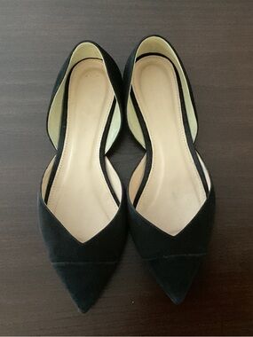 J. Crew Black Pointed D’Orsay Flats